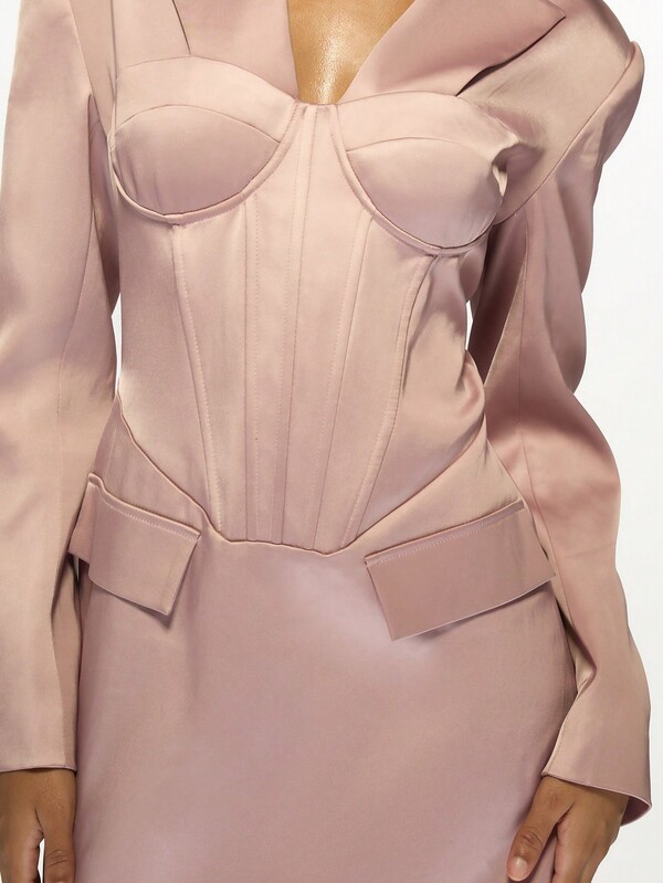 Missguided MISSGUIDED Satin Corset Blazer Mini Dress