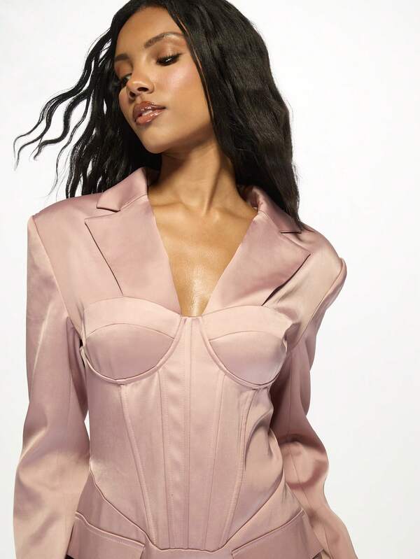 Missguided MISSGUIDED Satin Corset Blazer Mini Dress
