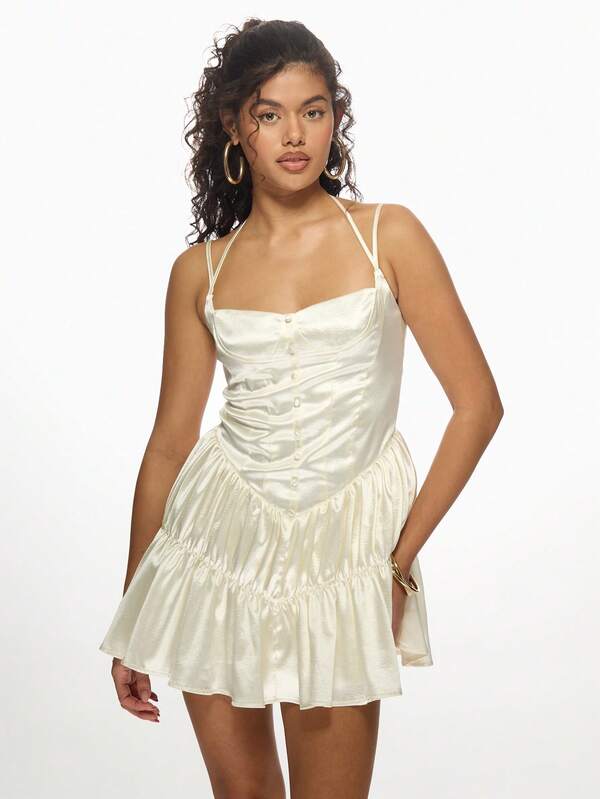 Missguided MISSGUIDED Satin Corset Sweetheart Neckline Mini Dresses