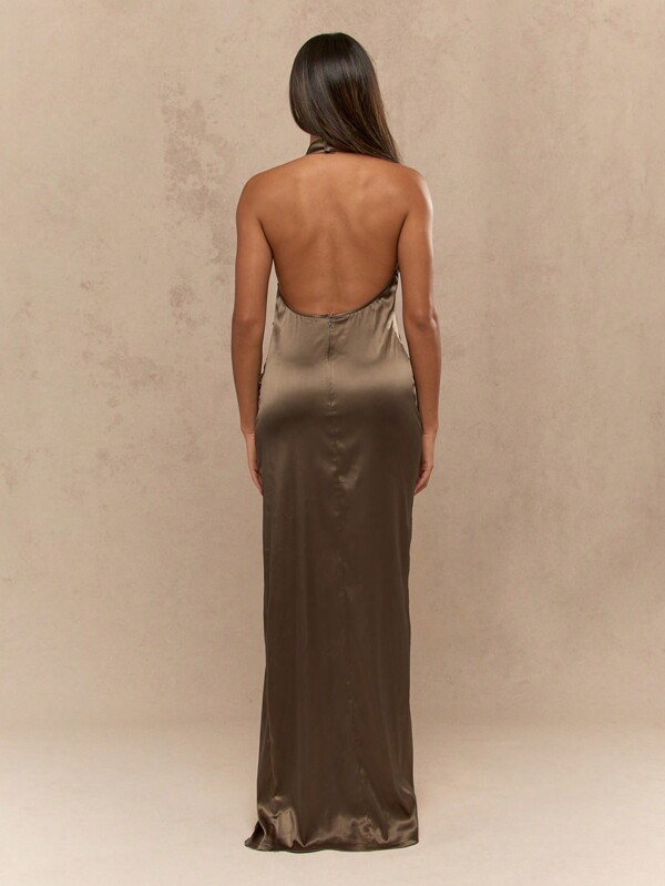 Missguided MISSGUIDED Satin Maxi Dress With Cowl Neck And Side Slit