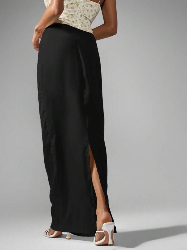 Missguided MISSGUIDED Satin Maxi Skirt With Side Slit