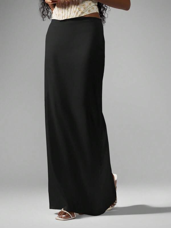 missguided MISSGUIDED Satin Maxi Skirt With Side Slit