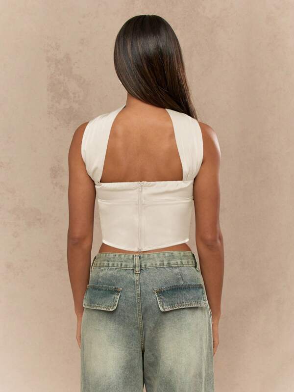 Missguided MISSGUIDED Satin Neck And Back Detail Bandeau Top
