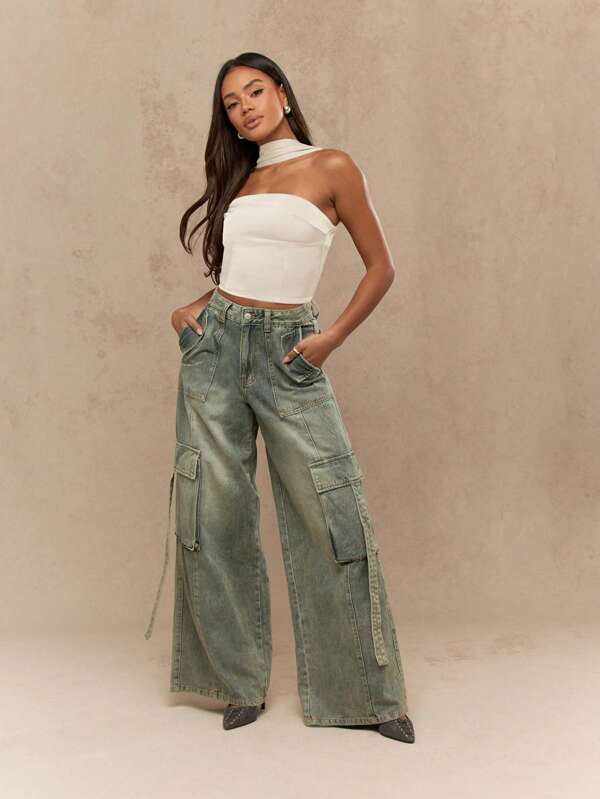 Missguided MISSGUIDED Satin Neck And Back Detail Bandeau Top