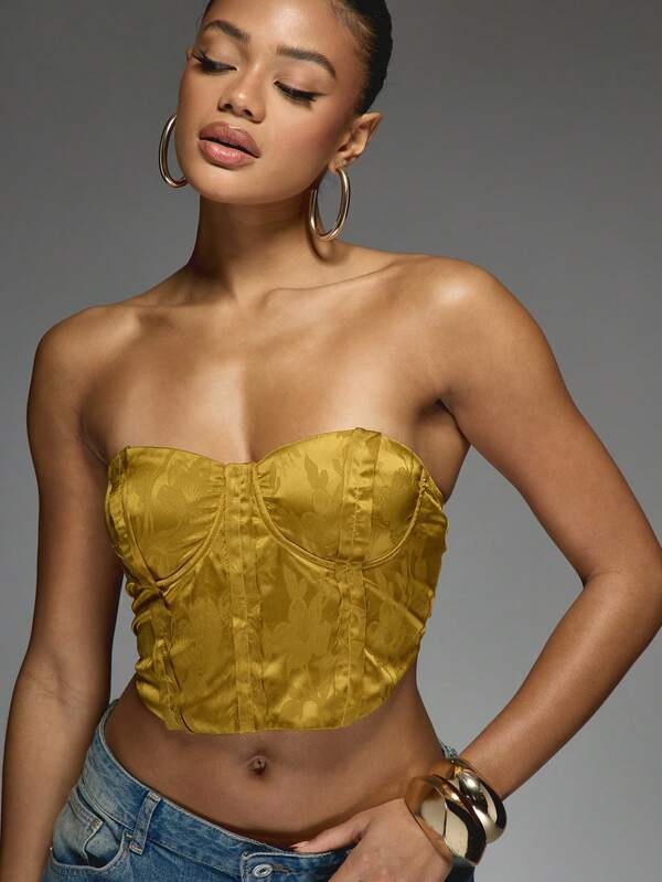 Missguided MISSGUIDED Satin Raw Edge Cupped Corset Top