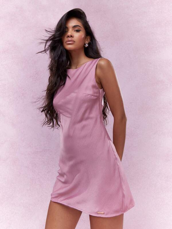 Missguided MISSGUIDED Satin Sleeveless Short Sheath Dress