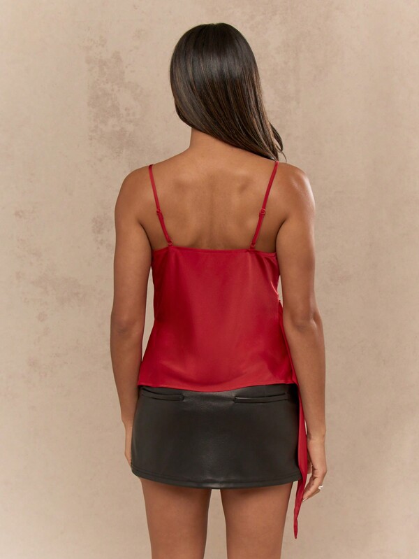 Missguided MISSGUIDED Satin Wrap Ruched Detail Cami Top