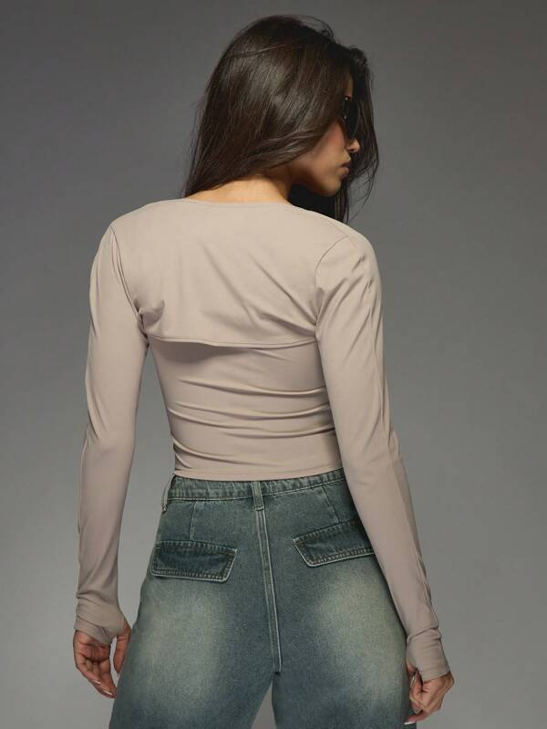 Missguided MISSGUIDED Scoop Neck Crop Tank Top With Long Sleeves Fitted Bolero Jacket