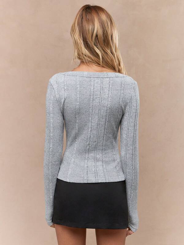 Missguided MISSGUIDED Scoop Neck Ribbed Sweater With Long Sleeves