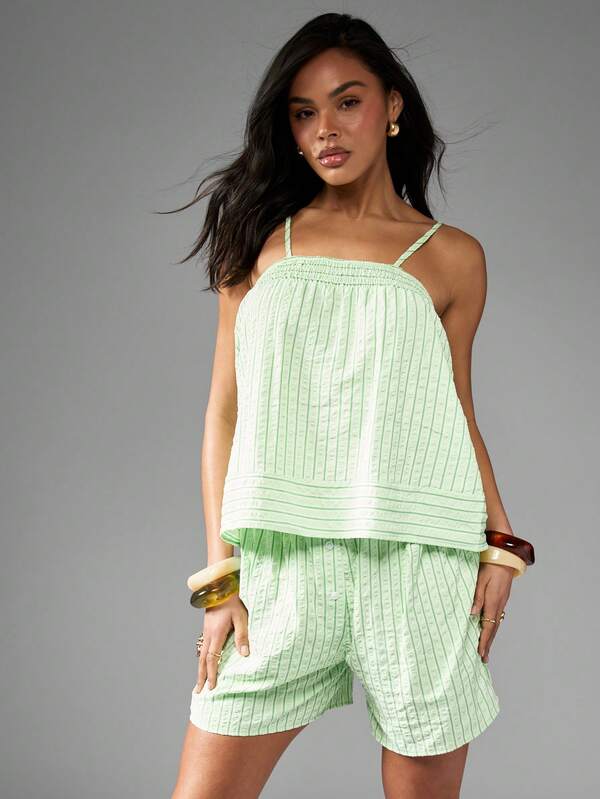 Missguided MISSGUIDED Seersucker Stripe Two Piece Outfit