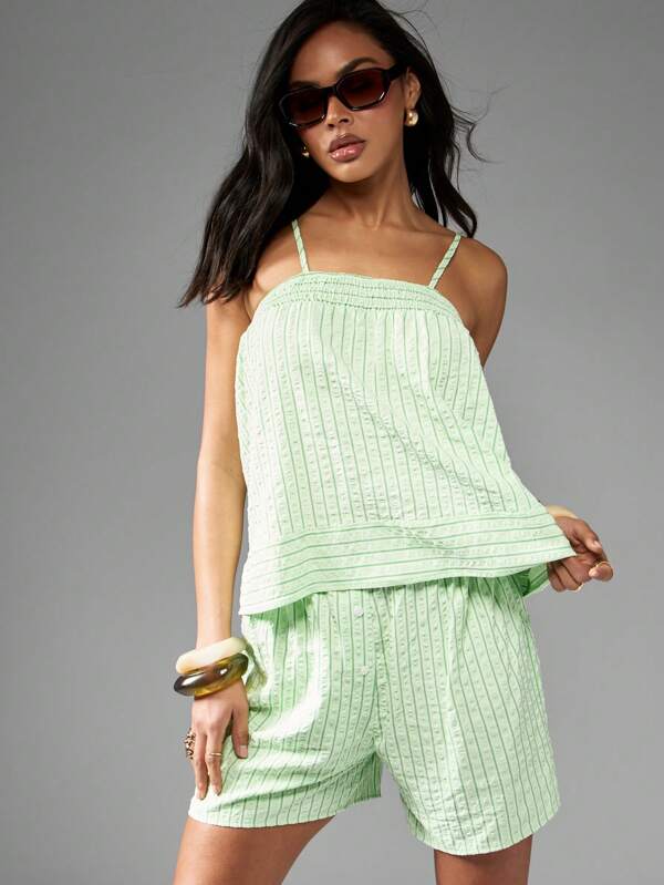 missguided MISSGUIDED Seersucker Stripe Two Piece Outfit