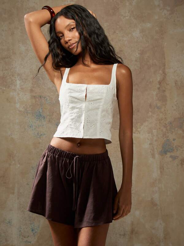 missguided MISSGUIDED Self Embroidered Buttoned Corset Top