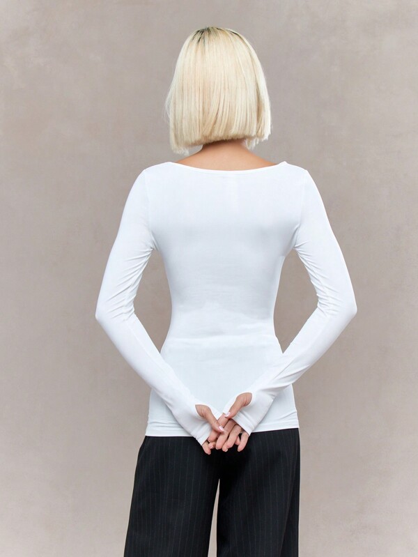 Missguided MISSGUIDED Semi Sheer Long Sleeves Long T-Shirt