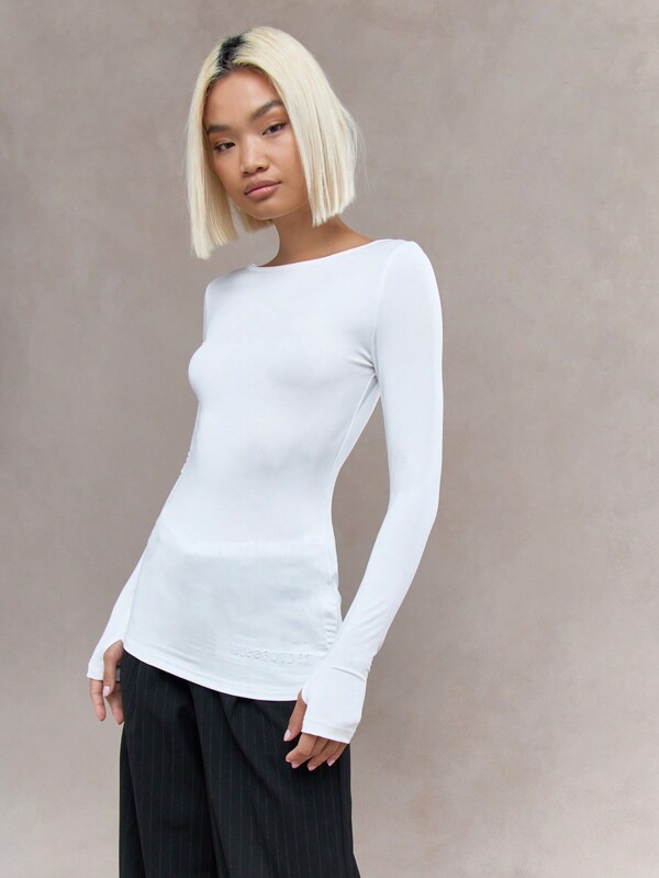 missguided MISSGUIDED Semi Sheer Long Sleeves Long T-Shirt