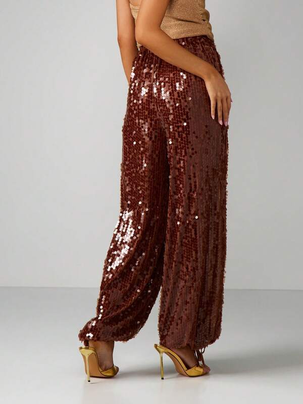 Missguided MISSGUIDED Sequin Drawstring Balloon Pants