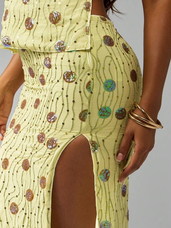 Missguided MISSGUIDED Sequin Embellished Maxi Side Split Skirt