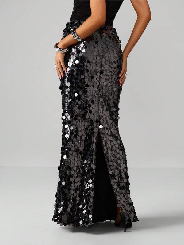 Missguided MISSGUIDED Sequin Embellished Mermaid Maxi Skirt