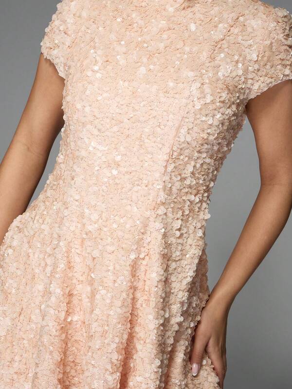 Missguided MISSGUIDED Sequin High Neck Mini Dress With Open Back