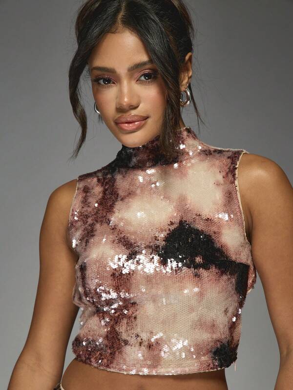 Missguided MISSGUIDED Sequin Two-Piece Set Crop Top And Flared Maxi Skirt