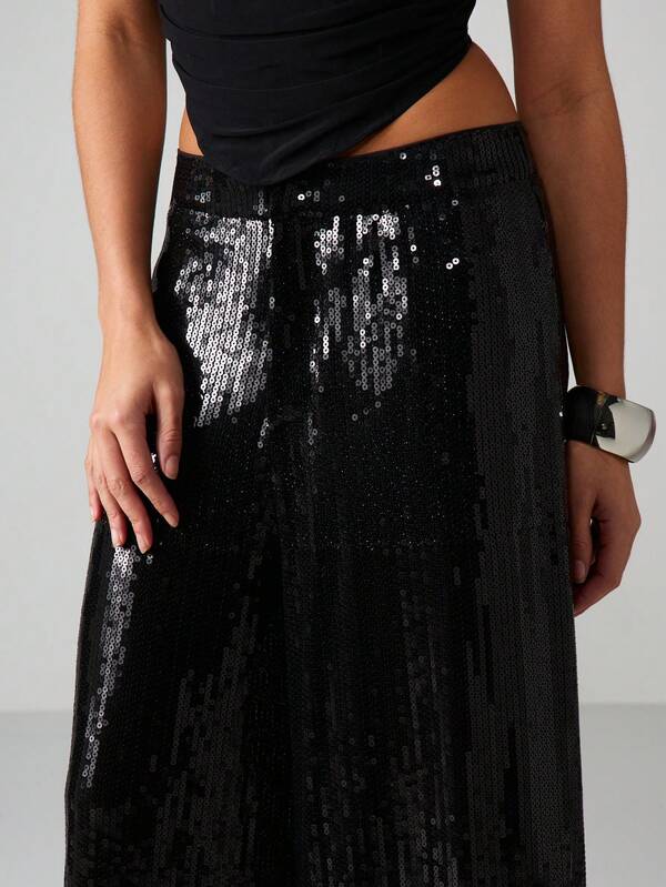 Missguided MISSGUIDED Sequin Wide Leg Palazzo Pants