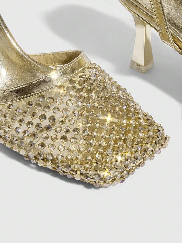 Missguided MISSGUIDED Sequined Ankle Strap Pointed Toe Pumps