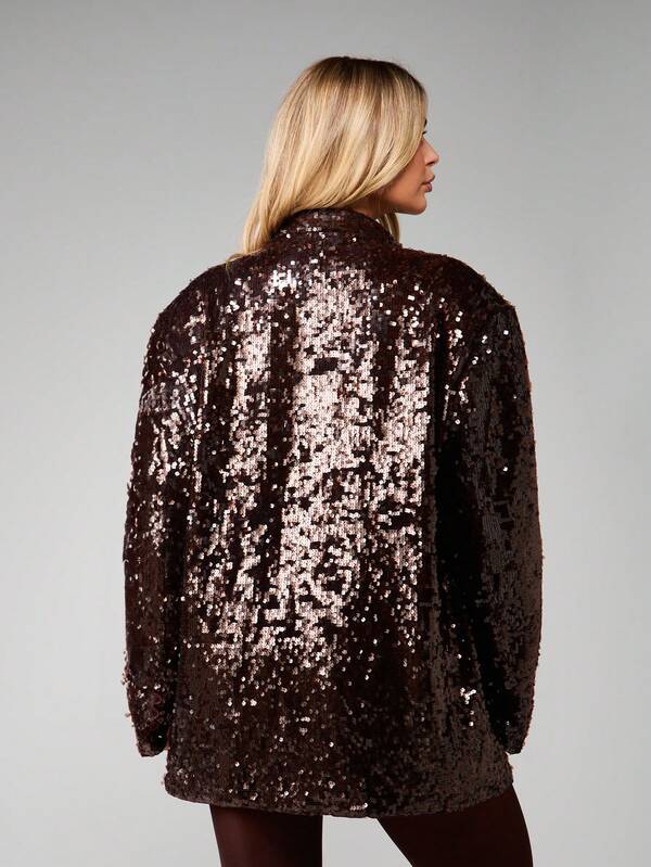 Missguided MISSGUIDED Sequined Oversized Blazer With Buttons
