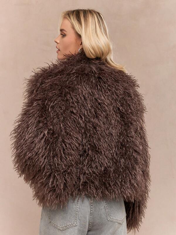 Missguided MISSGUIDED Shaggy Teddy Fluffy Faux Fur Jacket