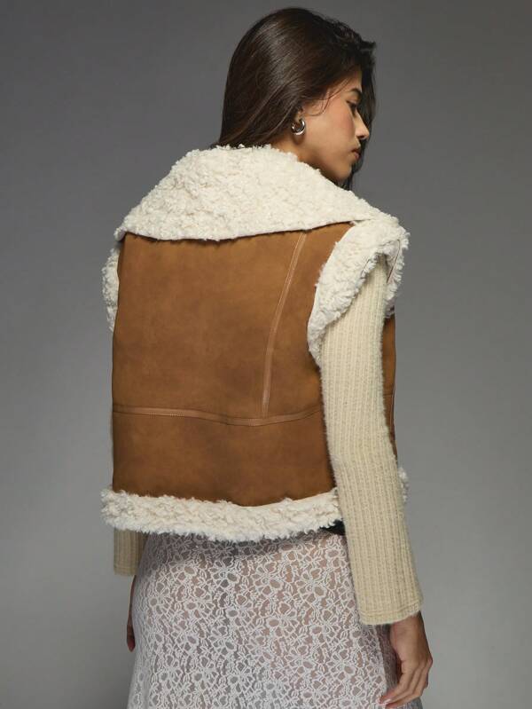 Missguided MISSGUIDED Shearling Sherpa Lined Vest Coat With Adjustable Buckle