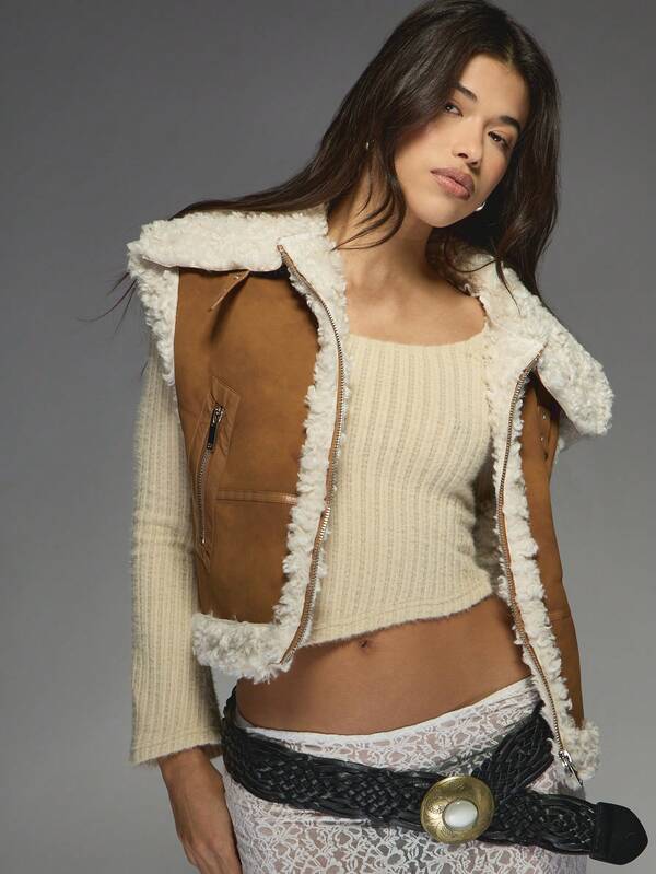Missguided MISSGUIDED Shearling Sherpa Lined Vest Coat With Adjustable Buckle