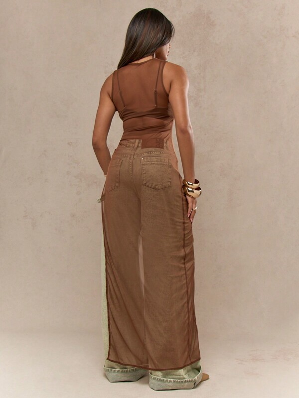 Missguided MISSGUIDED Sheer Mesh Maxi Dress With Ruched Side Detail