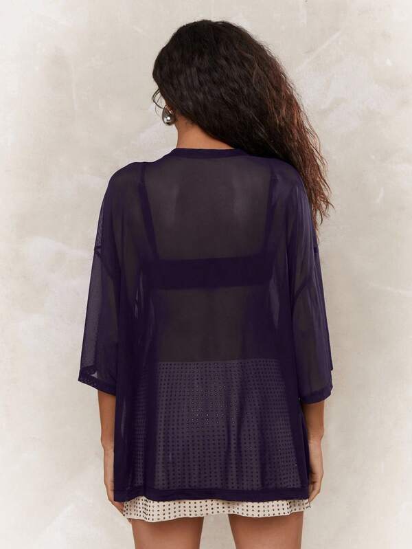 Missguided MISSGUIDED Sheer Oversized Mesh Panel Top