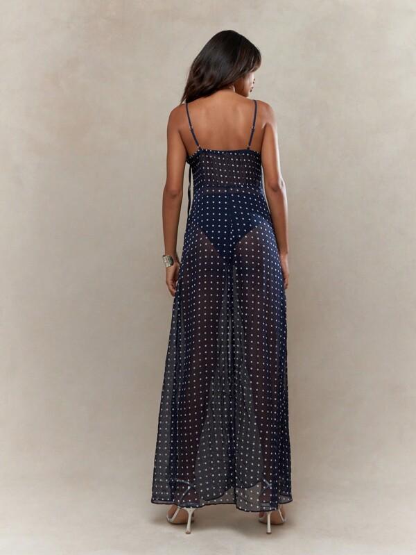 Missguided MISSGUIDED Sheer Polka Dot Buttoned Front Cami Maxi Dress