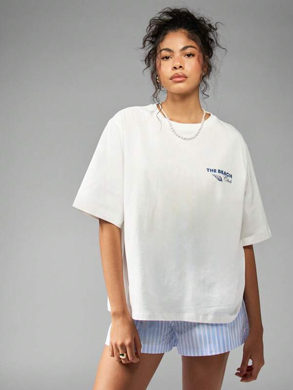 Missguided MISSGUIDED Shell Print Cotton T-Shirts Are Oversized