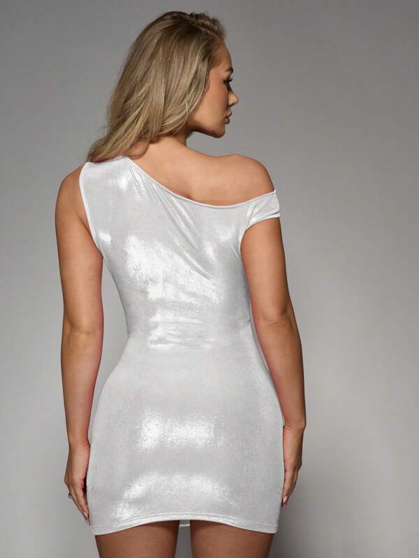 Missguided MISSGUIDED Shimmer Bodycon Statement Off Shoulder Mini Dresses