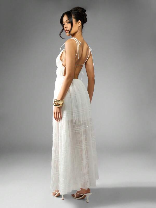 Missguided MISSGUIDED Shirred Empire Waist Flowy Chiffon Maxi Dress
