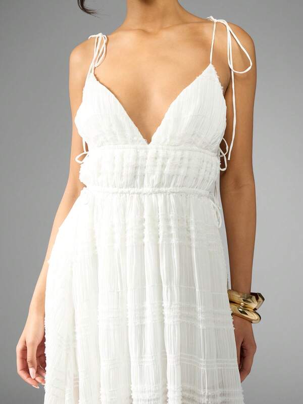 Missguided MISSGUIDED Shirred Empire Waist Flowy Chiffon Maxi Dress