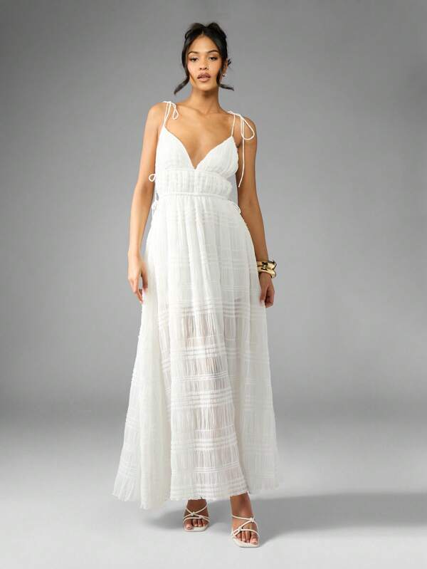 missguided MISSGUIDED Shirred Empire Waist Flowy Chiffon Maxi Dress