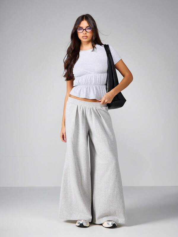 Missguided MISSGUIDED Shirring Detail Short Sleeve Tee
