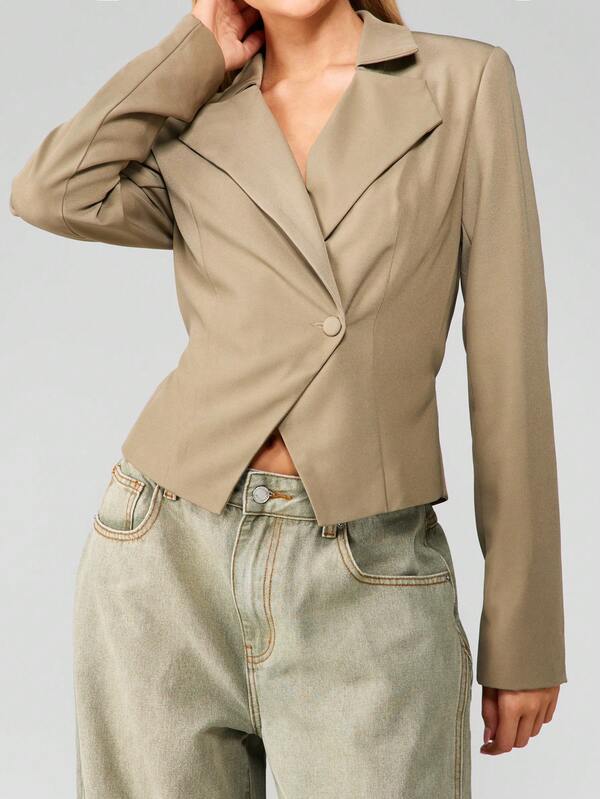 missguided MISSGUIDED Single Button Fitted Blazer With Back Tie Detail