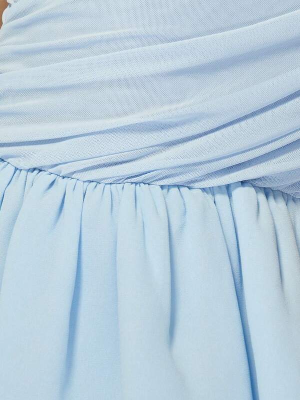 Missguided MISSGUIDED Sky Blue Ruched Mini Dress Off-Shoulder Cut-Out Detail