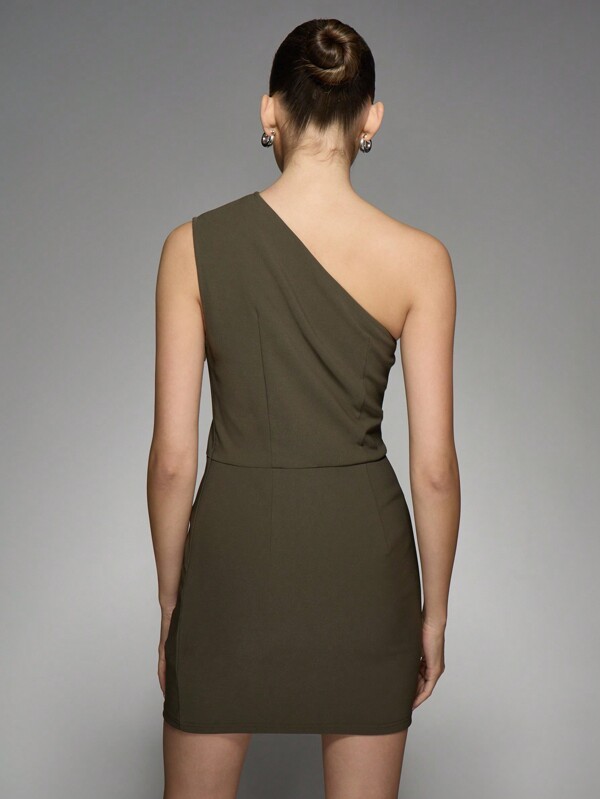 Missguided MISSGUIDED Sleek One Shoulder Ruched Mini Dress