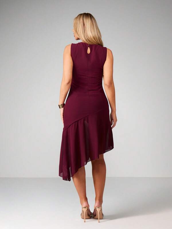 Missguided MISSGUIDED Sleeveless Asymmetrical Hem Midi Dress