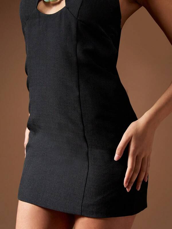 Missguided MISSGUIDED Sleeveless Blazer Halter Backless Mini Dress