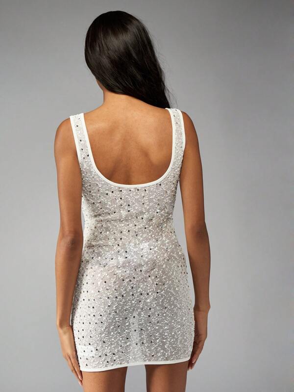 Missguided MISSGUIDED Sleeveless Bodycon Sequin Sparkly Mini Dress