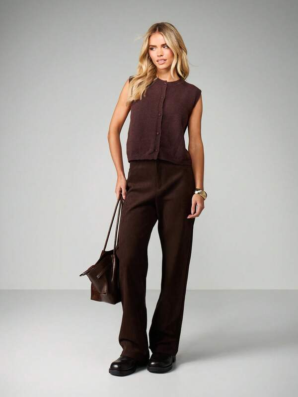 Missguided MISSGUIDED Sleeveless Button Front Knit Vest