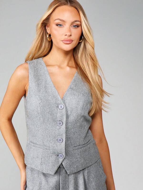 missguided MISSGUIDED Sleeveless Button Front Waistcoat