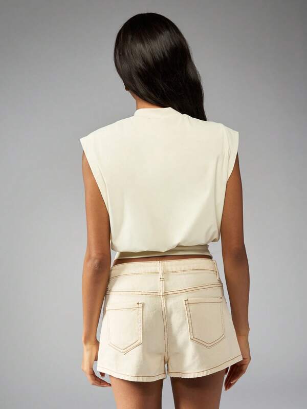 Missguided MISSGUIDED Sleeveless Cinched Waist Slinky Top