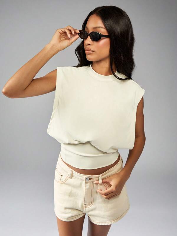 Missguided MISSGUIDED Sleeveless Cinched Waist Slinky Top