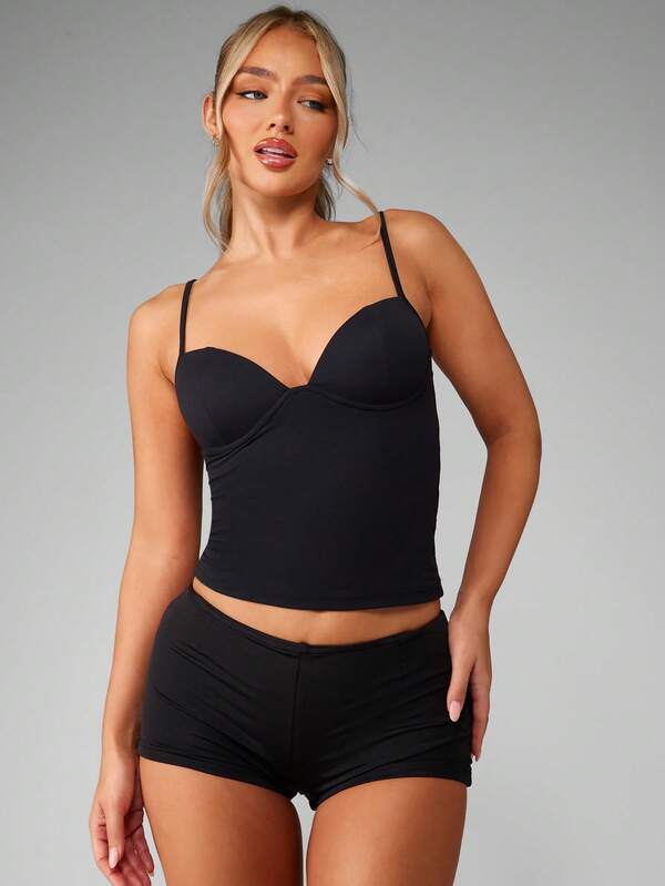 Missguided MISSGUIDED Sleeveless Corset Tank Top With Sweetheart Neckline