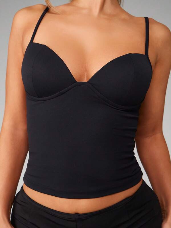 missguided MISSGUIDED Sleeveless Corset Tank Top With Sweetheart Neckline